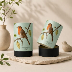 Round paper tube box for tea packaging with kraft paper finish