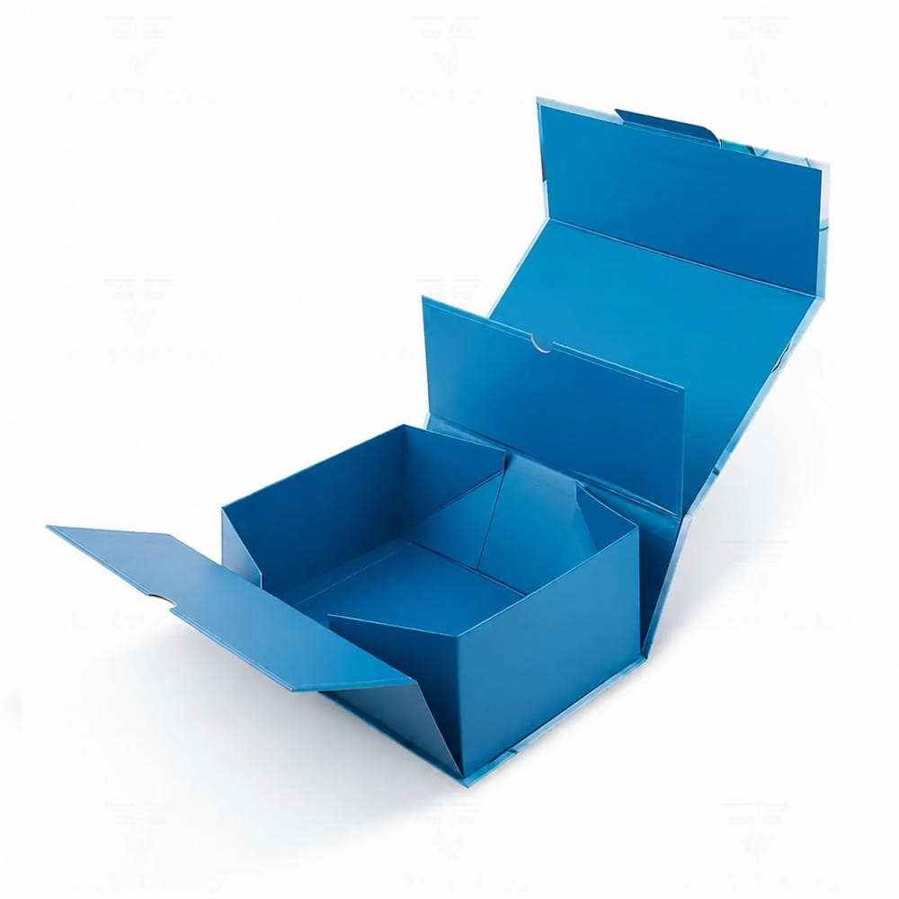 Foldable paper packaging being prepared for product presentation