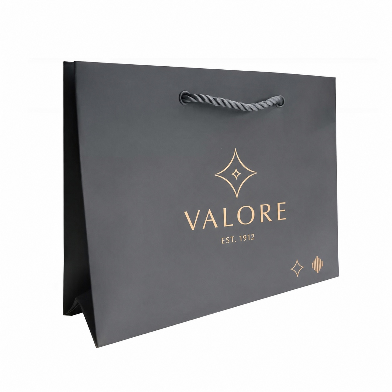 Luxury paper gift bag texture and folded side detail for premium presentation