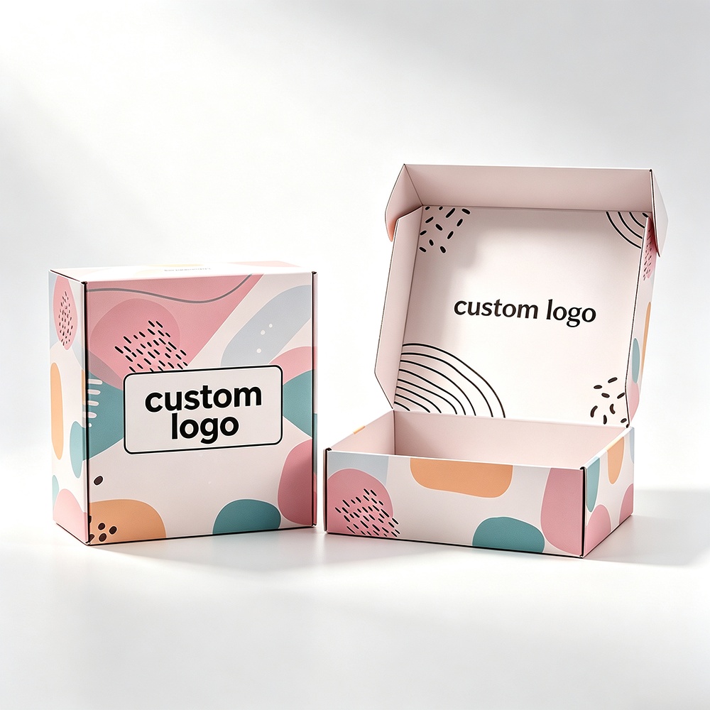 Open kraft mailer box packed with small products for an ecommerce shipment