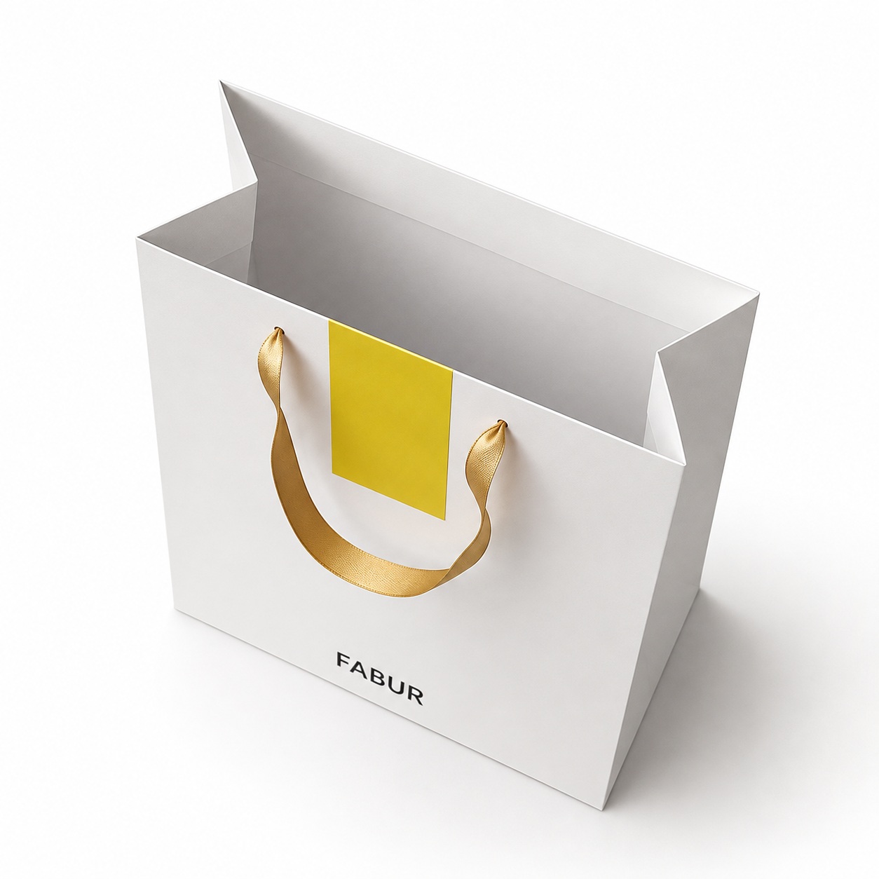 Paper gift bag handle detail showing the relationship between proportion and carrying comfort